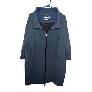 Nikki Jones Montreal Blue Loose‎ Fit Long Coat Full Zip Jacket Women's Size XL